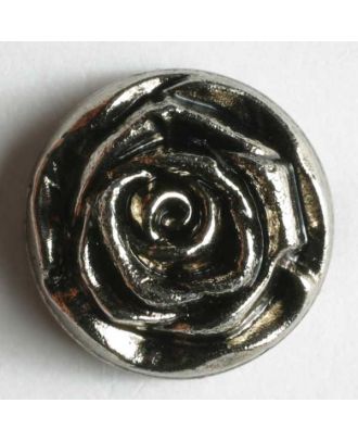 Kunststoffknopf metallisiert, blütenförmiges Aussehen - Größe: 14mm - Farbe: altsilber - Art.Nr. 190022