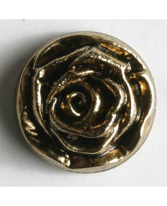 Kunststoffknopf metallisiert, blütenförmiges Aussehen - Größe: 14mm - Farbe: altgold - Art.Nr. 201091