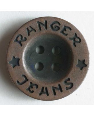 Ranger Jeans Kunststoffknopf metallisiert, mit breitem, flachem Rand und 4 Löchern - Größe: 15mm - Farbe: kupfer - Art.Nr. 180081