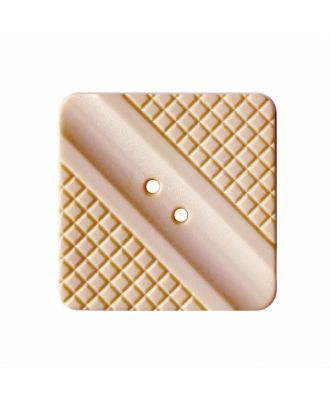 Polyamidknopf quadratisch, mit dezentem Muster und 2 Löchern - Größe:  35mm - Farbe: beige - ArtNr.: 407010