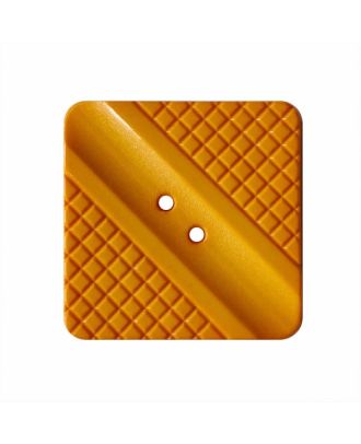 Polyamidknopf quadratisch, mit dezentem Muster und 2 Löchern - Größe:  45mm - Farbe: orange - ArtNr.: 427009
