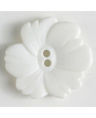 plastic button flower with 2 holes - Size: 25mm - Color: white - Art.No. 300836