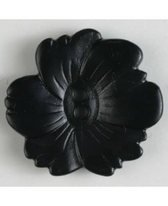 Kunststoffknopf Blume 2-Loch - Größe: 25mm - Farbe: schwarz - Art.Nr. 300837