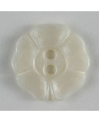 Modeknopf in hübscher Blütenform - Größe: 13mm - Farbe: weiß - Art.Nr. 190743