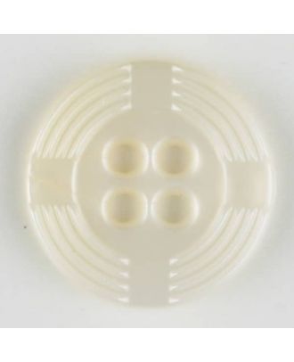 Polyamidknopf, breiter Rand, mit unterbrochenen Rillen durchzogen, rund, 4 loch - Größe: 13mm - Farbe: weiß - Art.Nr. 211678