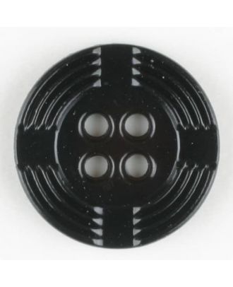 Polyamidknopf, breiter Rand, mit unterbrochenen Rillen durchzogen, rund, 4 loch - Größe: 13mm - Farbe: schwarz - Art.Nr. 211679