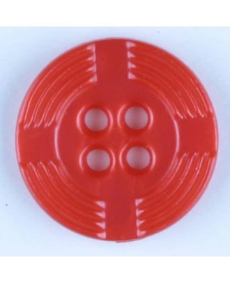 Polyamidknopf, breiter Rand, mit unterbrochenen Rillen durchzogen, rund, 4 loch - Größe: 13mm - Farbe: rot - Art.Nr. 214712