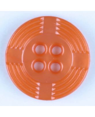 Polyamidknopf, breiter Rand, mit unterbrochenen Rillen durchzogen, rund, 4 loch - Größe: 13mm - Farbe: orange - Art.Nr. 214715