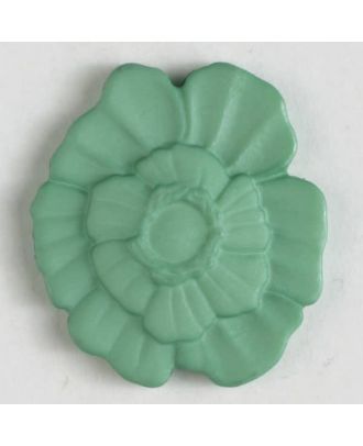 Kunststoffknopf Blume mit Öse - Größe: 23mm - Farbe: grün - Art.Nr. 294604