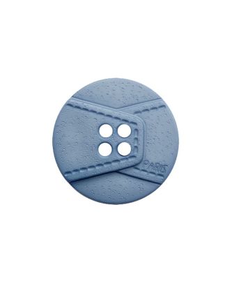 Polyamidknopf rund in Lederoptik mit 2 Löchern - Größe:  25mm - Farbe: blau - ArtNr.: 378011