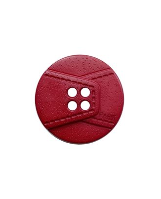 Polyamidknopf rund in Lederoptik mit 2 Löchern - Größe:  25mm - Farbe: rot - ArtNr.: 378015