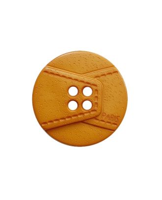Polyamidknopf rund in Lederoptik mit 2 Löchern - Größe:  25mm - Farbe: orange - ArtNr.: 378016