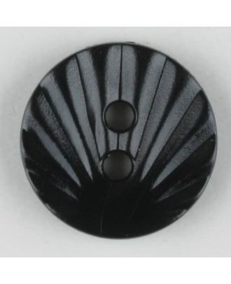 Polyamidknopf mit strahlenförmigem Dekor,  2-loch -  Größe: 13mm - Farbe: schwarz - Art.Nr. 211677