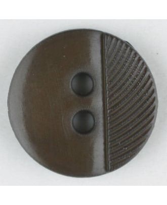 Polyamidknopf ein Drittel schraffiert mit 2 Löchern - Größe: 13mm - Farbe: braun - Art.Nr. 212702