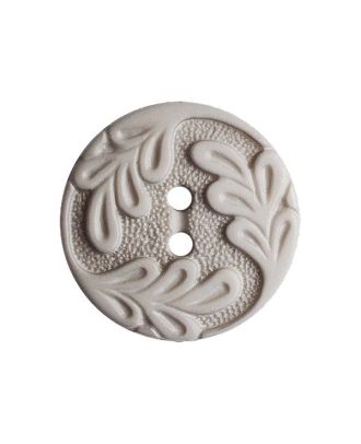 Polyamidknopf rund mit Blattdekor und 2 Löchern - Größe:  14mm - Farbe: grau - ArtNr.: 286014