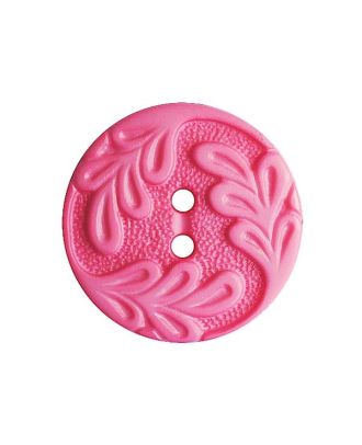 Polyamidknopf rund mit Blattdekor und 2 Löchern - Größe:  23mm - Farbe: pink - ArtNr.: 346012