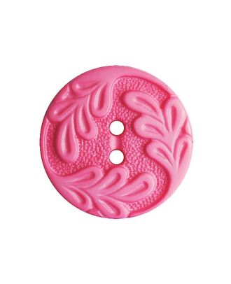 polyamide button round shape with leaf ornament and 2 holes - Size: 19mm - Color: pink - Art.No.: 316017