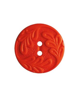 Polyamidknopf rund mit Blattdekor und 2 Löchern - Größe:  14mm - Farbe: rot - ArtNr.: 286022