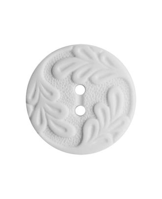 polyamide button round shape with leaf ornament and 2 holes - Size: 19mm - Color: weiß - Art.No.: 311218