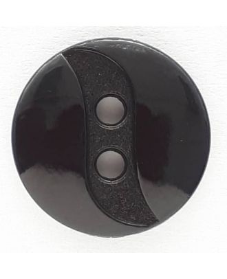 Polyamidknopf mit eingearbeiteter Wellenlinie mit 2 Löchern - Größe: 13mm - Farbe: schwarz - Art.Nr. 211756