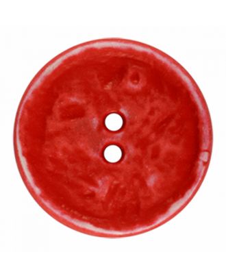 Polyamidknopf rund im Vintage Look und 2 Löchern - Größe: 23mm - Farbe: rot - Art.-Nr.: 346834