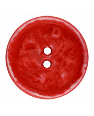 Polyamidknopf rund im Vintage Look und 2 Löchern - Größe: 28mm - Farbe: rot - Art.-Nr.: 376810