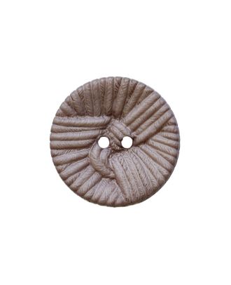 Polyamidknopf, rund, Wollknäuloptik, 2 Löcher - Größe:  25mm - Farbe: braun - ArtNr.: 375108