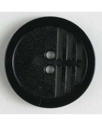 Polyamidknopf umrandet, ein Drittel längs perforiert, 2 Loch - Größe: 20mm - Farbe: schwarz - Art.Nr. 260762