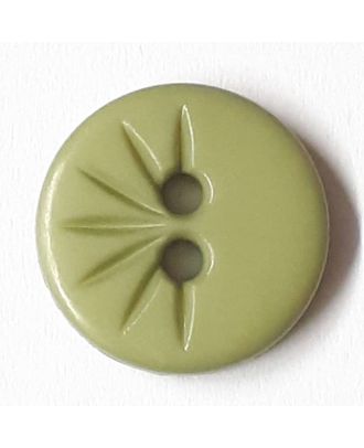 Blusenknopf mit halbseitigem Strahlendesign mit 2 Löchern - Größe: 13mm - Farbe: mintgrün / grün - Art.Nr. 212812
