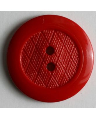 Modeknopf mit Rautendekor und breitem Rand, 2 Loch - Größe: 15mm - Farbe: rot - Art.Nr. 221520