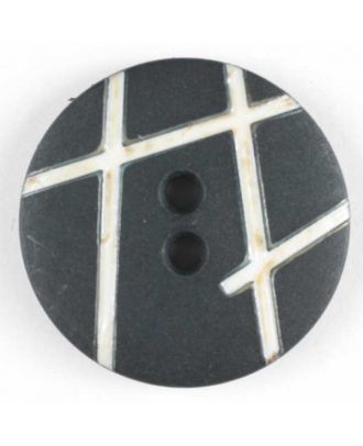 Modeknopf mit unterbrochenen Strichlinien, 2 Loch - Größe: 18mm - Farbe: schwarz - Art.Nr. 251444