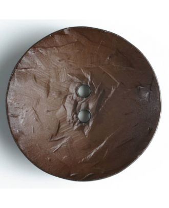 Modeknopf rund, Strukturoberfläche, 2 Loch - Größe: 60mm - Farbe: braun - Art.Nr. 410030