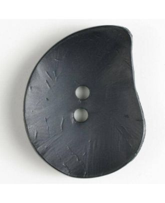 Modeknopf Tropfenform, Strukturoberfläche, 2 Loch - Größe: 50mm - Farbe: schwarz - Art.Nr. 390110