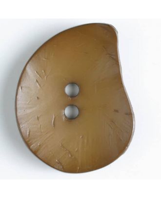 Modeknopf Tropfenform, Strukturoberfläche, 2 Loch -  Größe: 50mm - Farbe: braun - Art.Nr. 390115