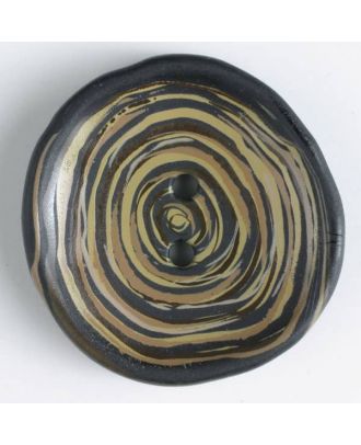 Kunststoffknopf unregelmäßig runde Form mit 2 Löchern -  Größe: 38mm - Farbe: schwarz - Art.Nr. 380193