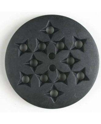 Kunststoffknopf mit 12 sternförmigen Vertiefungen mit 2 Löchern - Größe: 23mm - Farbe: schwarz - Art.Nr. 310627