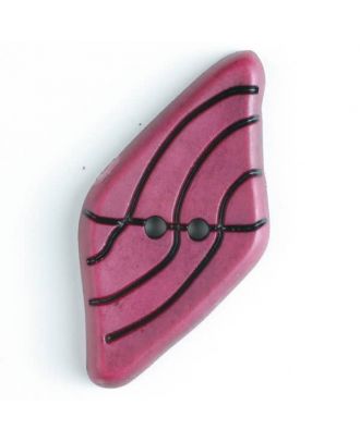 Kunststoffknopf langgezogenes Viereck mit schwarzem Strichmuster mit 2 Löchern - Größe: 55mm - Farbe: pink - Art.Nr. 420055