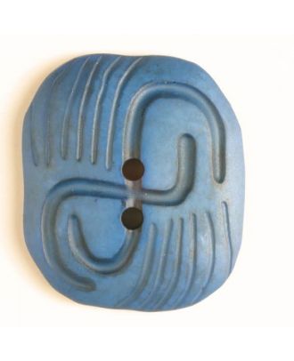 Kunststoffknopf mit stylisch hervorgehobenem Muster mit 2 Löchern -  Größe: 40mm - Farbe: blau - Art.Nr. 400094