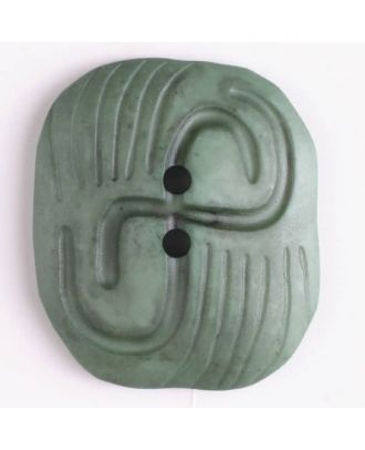 Kunststoffknopf mit stylisch hervorgehobenem Muster mit 2 Löchern - Größe: 40mm - Farbe: grün - Art.Nr. 400095