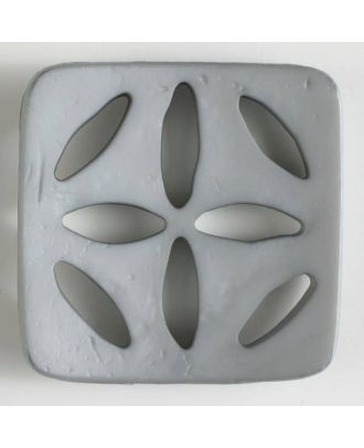 Kunststoffknopf, quadratisch, mit 8 zapfenförmigen Löchern  -  Größe: 60mm - Farbe: grau - Art.Nr. 440066