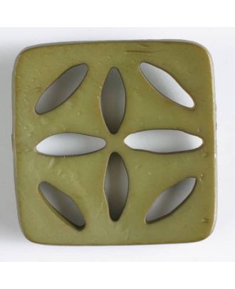 Kunststoffknopf, quadratisch, mit 8 zapfenförmigen Löchern  - Größe: 60mm - Farbe: dunkelgrün - Art.Nr. 440075