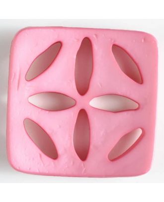 Kunststoffknopf, quadratisch, mit 8 zapfenförmigen Löchern  -  Größe: 60mm - Farbe: pink - Art.Nr. 440076