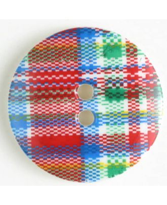 Schottenkaroknopf mit 2 Löchern - Größe: 25mm - Farbe: rot - Art.Nr. 330678
