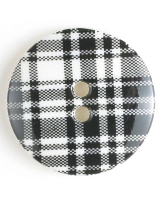 Schottenkaroknopf mit 2 Löchern - Größe: 18mm - Farbe: schwarz - Art.Nr. 261086