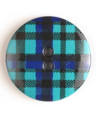 Schottenkaroknopf mit 2 Löchern - Größe: 25mm - Farbe: blau - Art.Nr. 330680