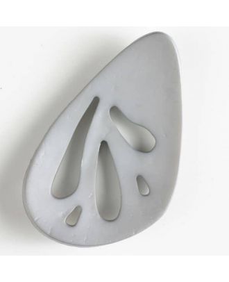 Kunststoffknopf, oval mit 5 unterschiedlich großen, tropfenförmigen Löchern - Größe: 70mm - Farbe: grau - Art.Nr. 450110