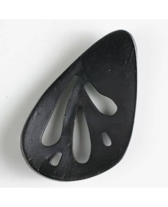 Kunststoffknopf, oval mit 5 unterschiedlich großen, tropfenförmigen Löchern - Größe: 70mm - Farbe: schwarz - Art.Nr. 450111