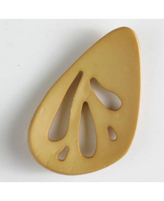 Kunststoffknopf, oval mit 5 unterschiedlich großen, tropfenförmigen Löchern - Größe: 70mm - Farbe: beige - Art.Nr. 450112