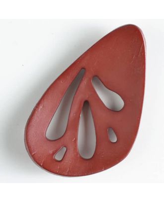 Kunststoffknopf, oval mit 5 unterschiedlich großen, tropfenförmigen Löchern - Größe: 70mm - Farbe: braun - Art.Nr. 450114