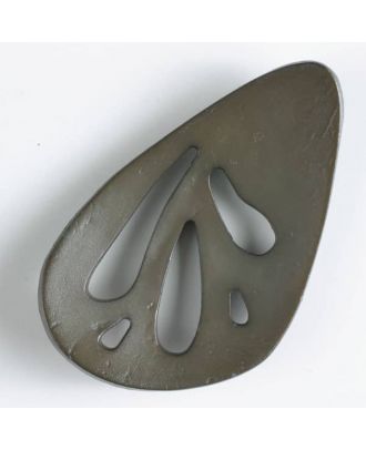Kunststoffknopf, oval mit 5 unterschiedlich großen, tropfenförmigen Löchern - Größe: 70mm - Farbe: braun - Art.Nr. 450115
